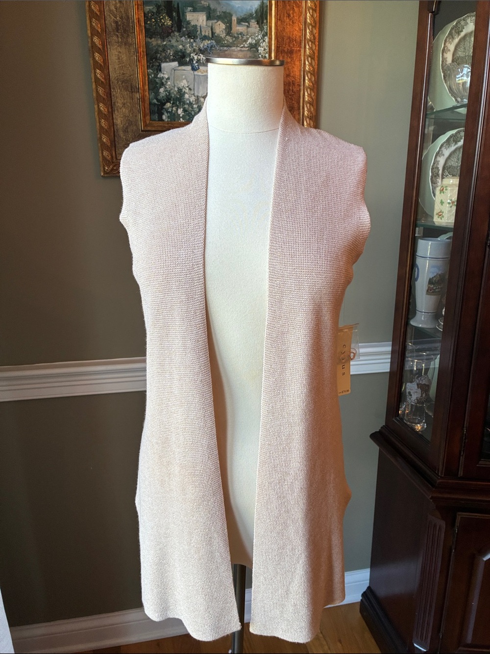 Cyrus Open-Front Knit Vest - Tan Size XS